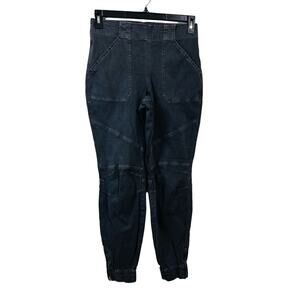 Spanx Pants Women Size M Gray Jogger Utility Stretch Twill Cargo Ankle Zip Taper